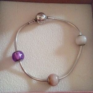 Pandora Essence Snake Chain Bracelet w/ 3 Essence Charms
